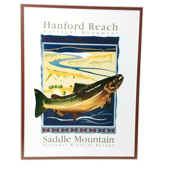Hanford Reach Monument Saddle Mountain Wildlife Refuge Fishing Art Print Framed - Picture 1 of 5